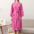 thumbnail image 2 of facefd Women Water Absorption Bath Robe Solid Waffle Bathrobe Spa Home Dress Nightgown, 2 of 5