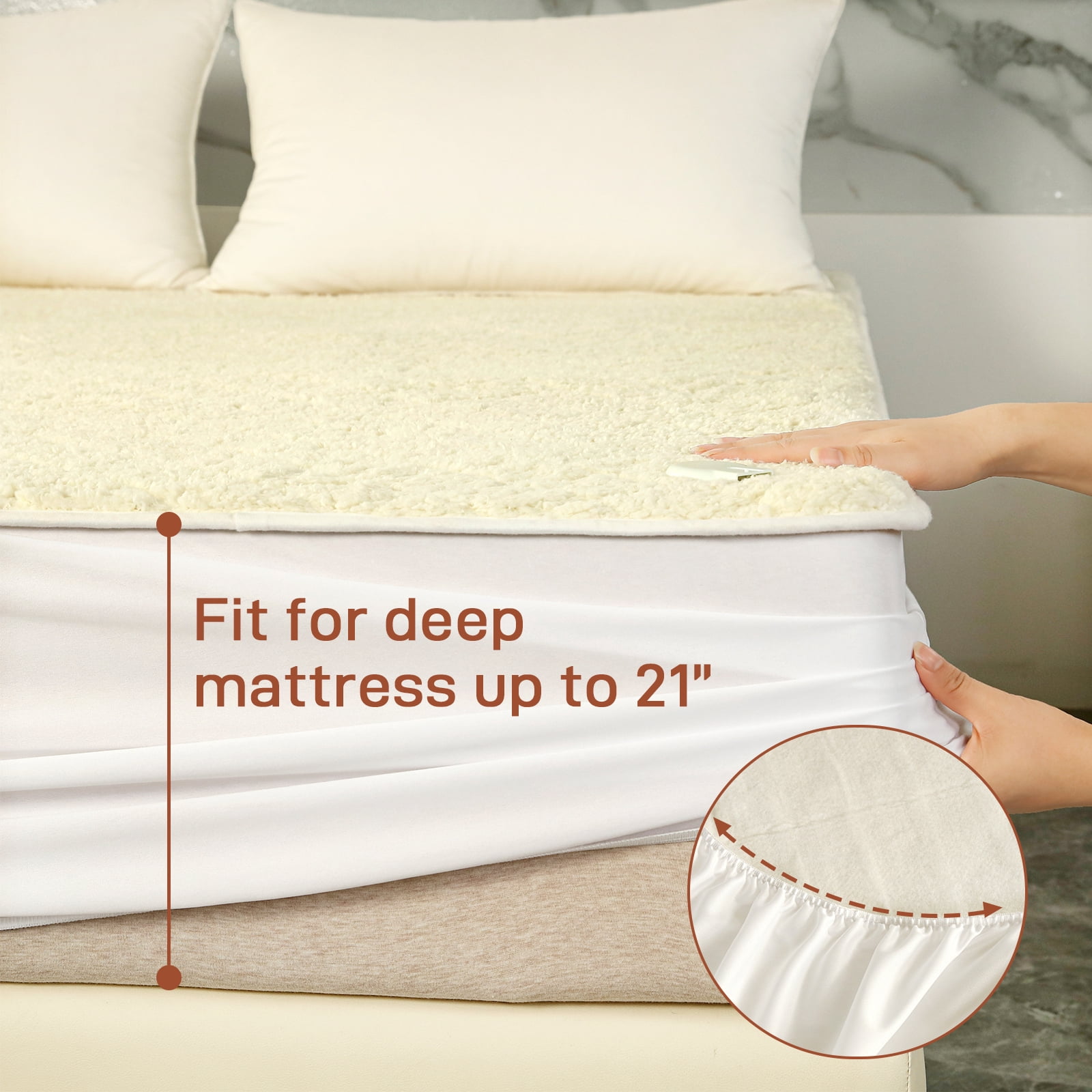 SOHTOPHO Heated Mattress Pad Full, Heated Blanket, Beige, 54" x75", Electric Mattress Pads, Heated Mattress, Bed Warmer, Bed Heater, Electric Blanket, Heated Mattress Cover, Heated Pad for Bed