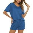 thumbnail image 2 of Fantaslook Womens Pajamas V Neck Short Sleeve Top and Shorts Outfits Casual Loungewear with Pockets, 2 of 10