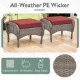 thumbnail image 4 of PARKWELL Patio Rattan Ottoman Set of 2,Wicker Foot Rest with Red Cushions for Porch Balcony Backyard,Gray Wicker, 4 of 6