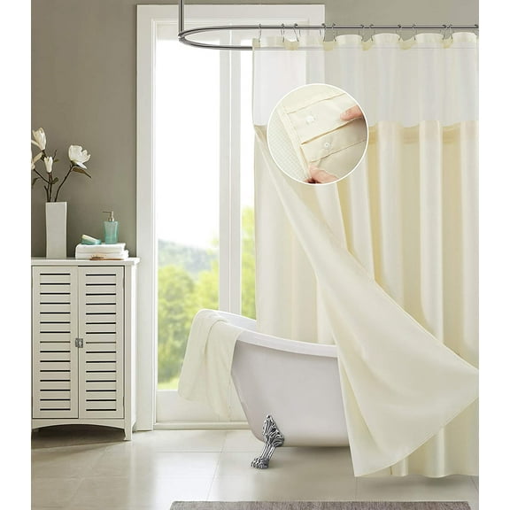 Dainty Home Complete Waterproof Shower Curtain with Detachable Liner