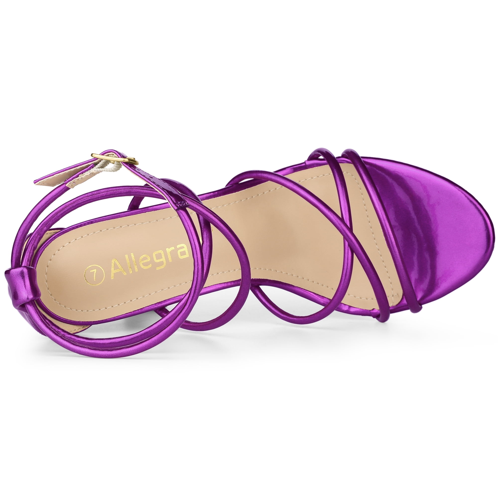 DARING DIVA Women's Open Toe Strappy Straps Stiletto Heel Sandals Purple 8.5