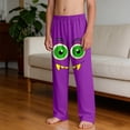 thumbnail image 5 of Boys Monster Face Pants, Purple Cartoon Joggers for Kids, Hall-oween Sweatpants with Elastic Waist & Pockets,Size 13 T, 5 of 9
