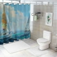 thumbnail image 7 of Awypu Bathroom Shower Curtain Set with Hooks Ocean Sailboat Picture Modern Coastal Painting White, 7 of 7