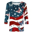 thumbnail image 3 of qolati 4Th of July Shirts for Women American Flag Patriotic 3/4 Sleeve Plus Size T Shirt Independence Day Crewneck Hawaiian Beach Cute Tops, 3 of 4