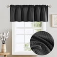 Curtainking Black Valance Kitchen Window Curtain Waffle Weave Textured ...