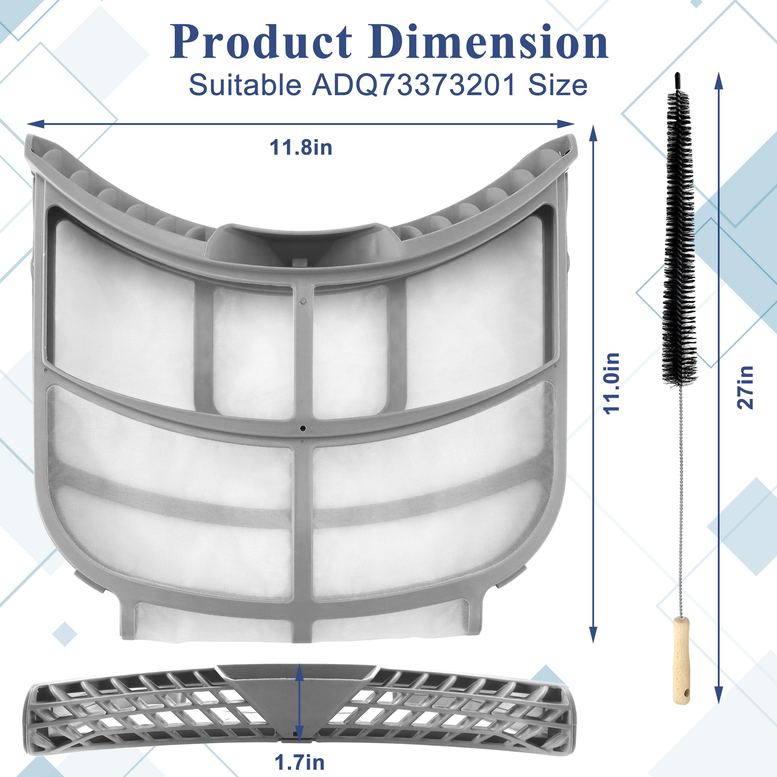 Beaquicy ADQ73373201 Dryer Lint Filter Assembly for ADQ733732 Dryer Lint Screen Replacement with Brush