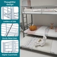 thumbnail image 5 of UHOMEPRO Silver Twin Metal Triple Bunk Bed Frame, Convertible 3 in 1 Twin Bunk Bed, Heavy Duty Steel Bed Frame with Guardrails and Ladder, Space Saving Bed for Dorms, Guest Rooms, 5 of 9