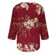 thumbnail image 5 of 3/4 Manga Superior Impresa Botón Suelto Cuello Redondo Camiseta, Tops Sueltos para las Mujeres, 5 of 5