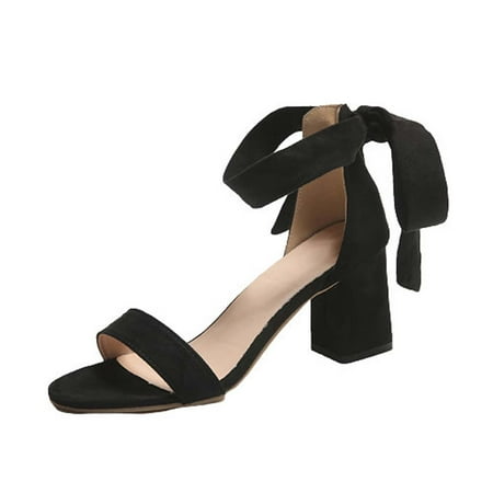 

Awdenio Summer Womens Sandals Ladies Summer Casual Peep Toe Sandals Bowknot Solid Color High Heel Shoes