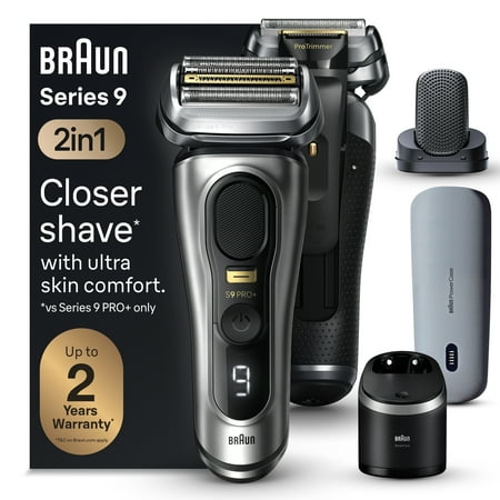 Braun Series 9 PRO+ Electric Razor for Men, ProComfort Head, Powercase, 6in1 SmartCare Center, 9599cc Shaver, Silver