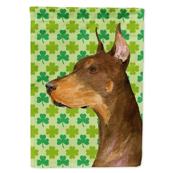 Carolines Treasures SS4399-FLAG-PARENT Doberman St. Patricks Day Shamrock Portrait Flag  multicolor