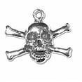 thumbnail image 1 of Sterling Silver 18" Unisex 1.5mm Box Chain Skull And Cross Bones Pendant Necklace, 1 of 2