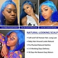 thumbnail image 4 of Gradient Blue Bob Wig Human Hair 13x4 Lace Front Wigs for Black Women 150% Density Glueless Short Bob Wig Pre Plucked Hairline with Bleached Knots (Gradient Blue,10inch), 4 of 7