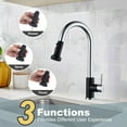 thumbnail image 4 of WOWOW Kitchen sink faucet, Black and Chrome kitchen faucet with pull-down spray, 360 degree rotating sprinkler, three spraying modes, pull-down faucet, stainless steel, single handle, high arc, 4 of 7