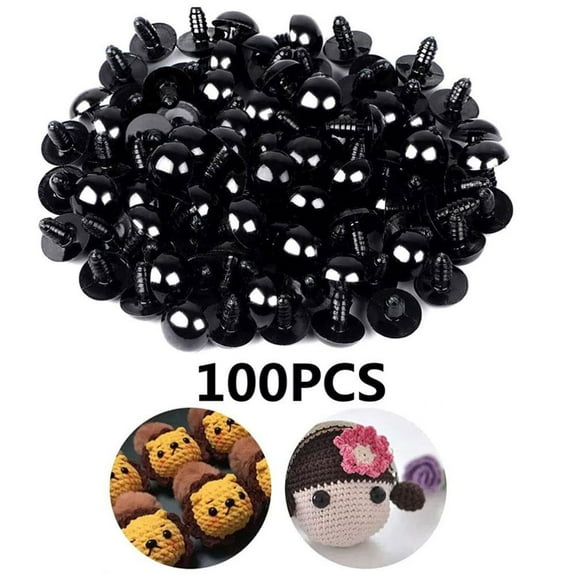 FurNest 100Pcs Plastic Safety Eyes Soft Toy Bear Doll Animal Making Craft Screw Han