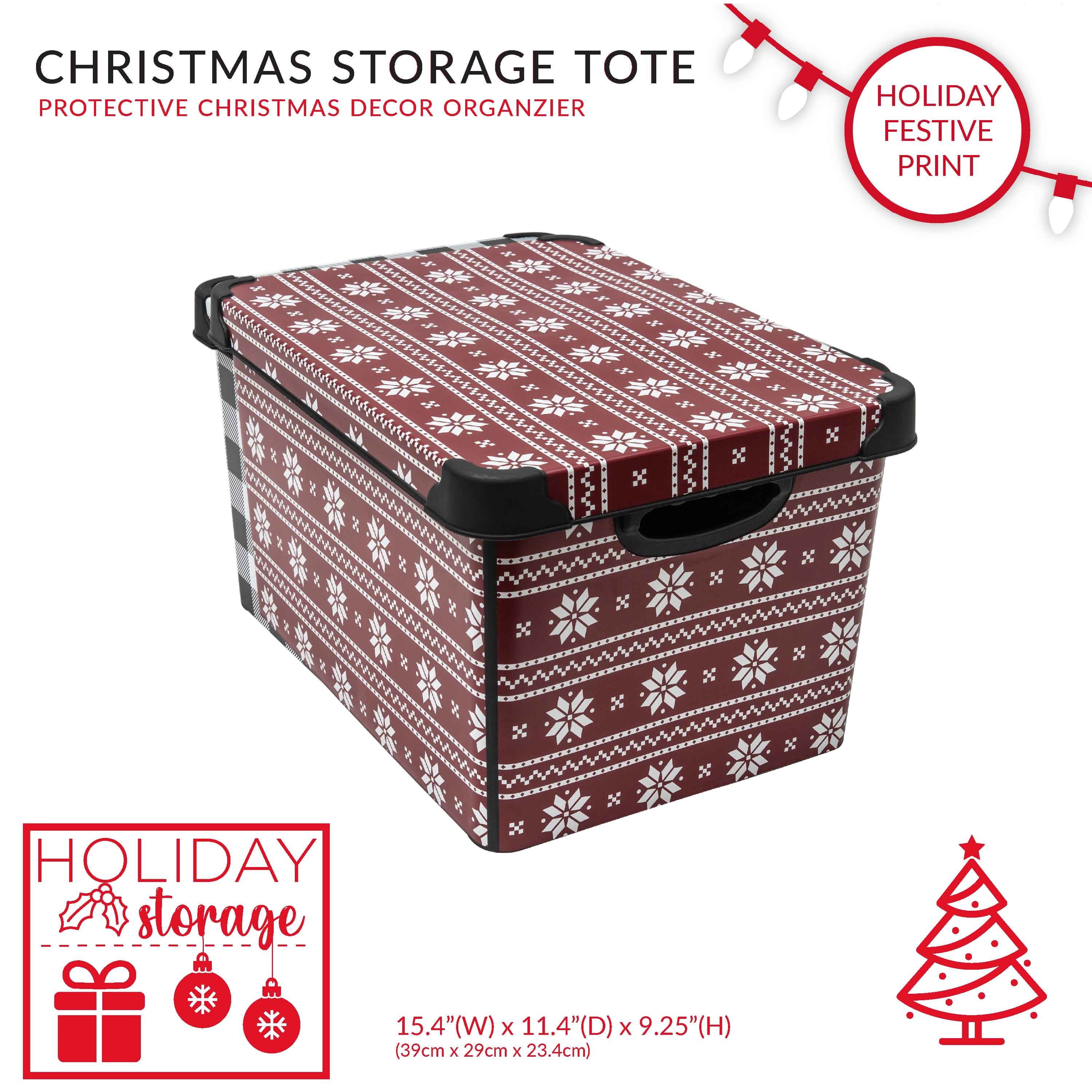 Simplify Holiday Sweater Print Plastic Storage Tote Bin