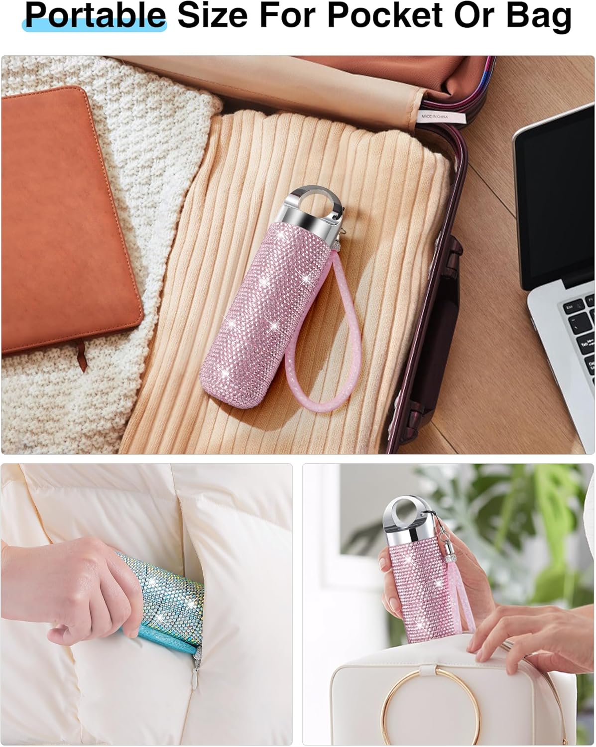 Metal Bling Pill Organizer, Travel Waterproof Weekly Pill Box, Portable Large Aluminum Alloy Pill Case Container, BPA Free 7 Day Daily Medicine Organizer Holder for Vitamin,Fish Oil,Supplement