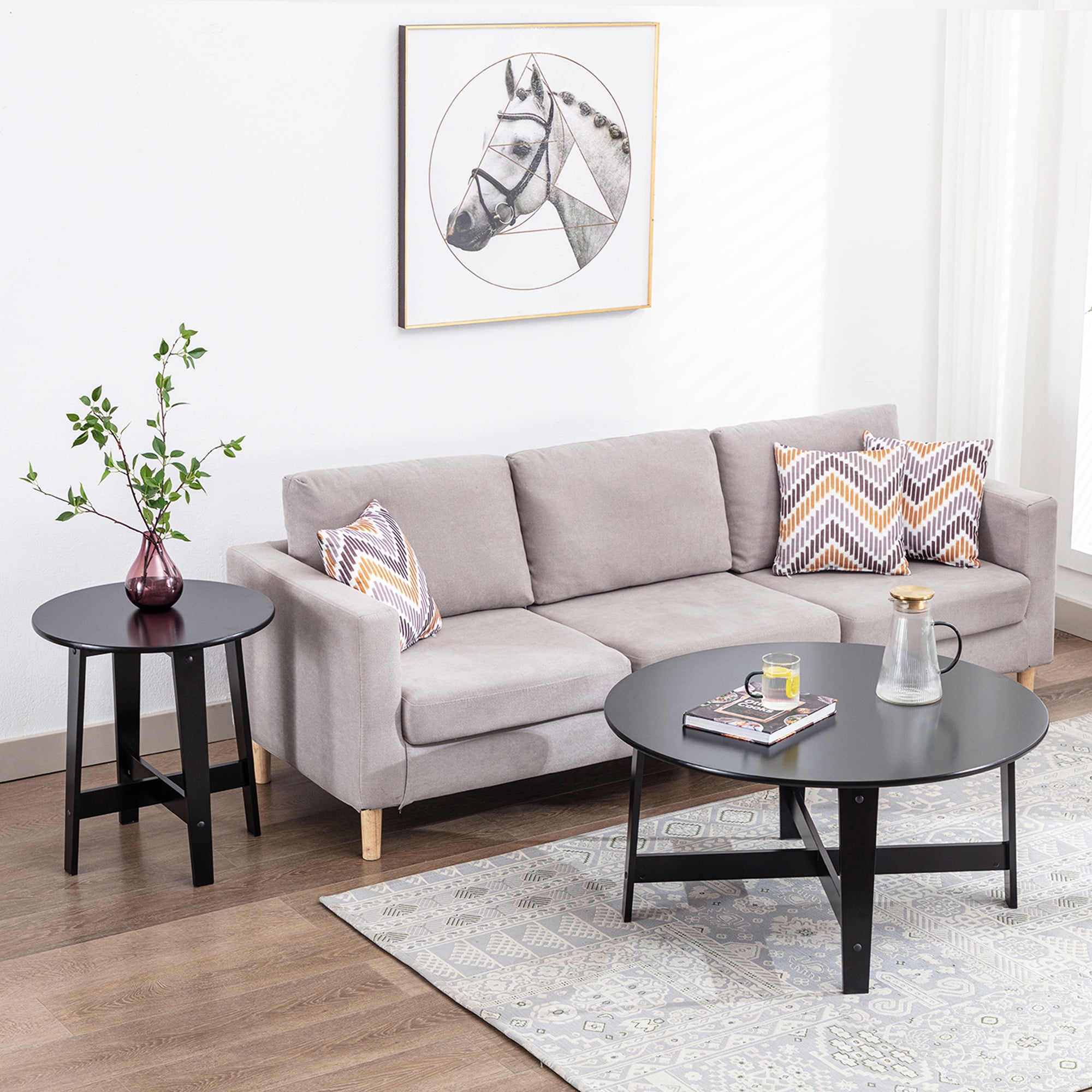 Mainstays Round Coffee Table, Black, 35.98 in x 35.98 in x 18 in