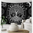 thumbnail image 4 of Tree of Life Tapestry for Bedroom, Hippie Black and White Tapestry, Cool Sun and Moon Galaxy Wall Tapestry, Spiritual Tree Tapestry Wall Hanging Decor for Living Room Dorm 60X40IN, 4 of 6