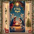 thumbnail image 3 of Decorative Design Christmas Banner Nativity Scene Religious Decoration Holiday Decor for Christmas Celebration Religious Event Family Gathering, 3 of 8