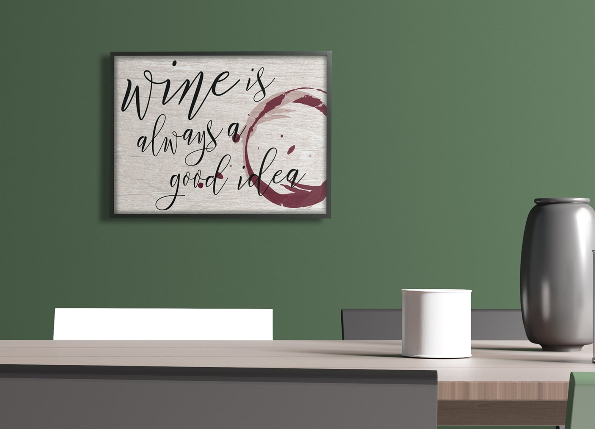 Stupell Industries Wine is Always a Good Idea Novelty Painting Black Framed Art Print Wall Art, 11 x 14