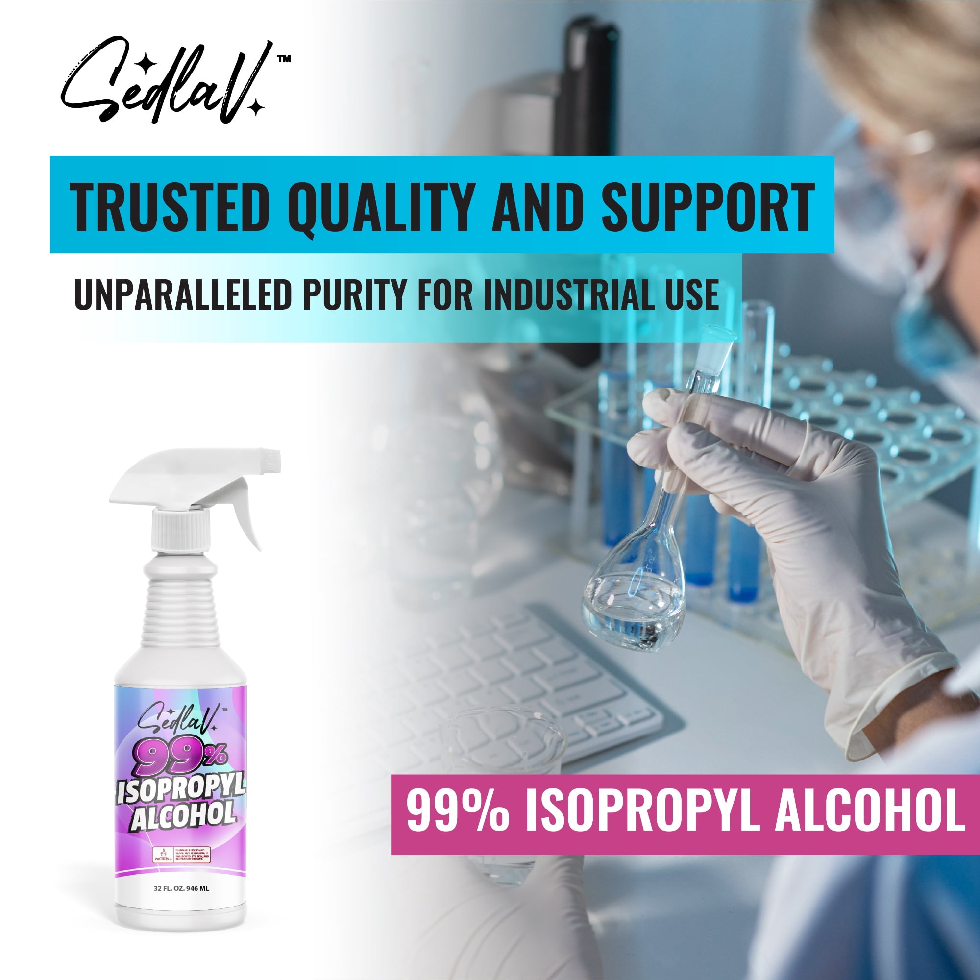 SEDLAV Isopropyl Alcohol 99% Spray 32 Fl Oz Spray Bottle Rubbing Alcohol Sprayer 99 Percent Isopropyl Alcohol Spray Technical Use 10 Bottles