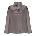 thumbnail image 3 of Fmbrln Womens Elegant Satin Blouse Fashion Draped Collar Long Sleeve Shirts Tops Casual Office Business Work Shirts Dressy Party Blouse, 3 of 6