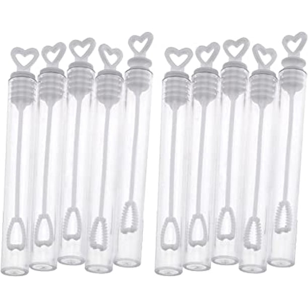 Paquete de 100 botellas de burbujas vacías en forma de corazón para jabón, agua, bodas y cumpleaños sin burbujas