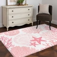thumbnail image 4 of Coastal Pink Washable Rug 4x6 Area Rug for Living Room Bedroom Non Slip Indoor Floor Rectangle Carpet Soft Low Pile Large Ocean Coral Starfish Shell Modern Sea Entryway Rugs for Dining Room Office, 4 of 9