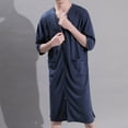 thumbnail image 4 of SWSMCLT Men's Waffle Robes Zip Up Side Split House Coat Side Split Knee Length Zipper Housecoat Knit Bathrobes Nightshirt Pocket Navy Small-Medium, 4 of 4