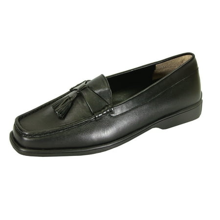 

PEERAGE Sonya Wide Width Moccasin Design Comfort Leather Loafers BLACK 6.5