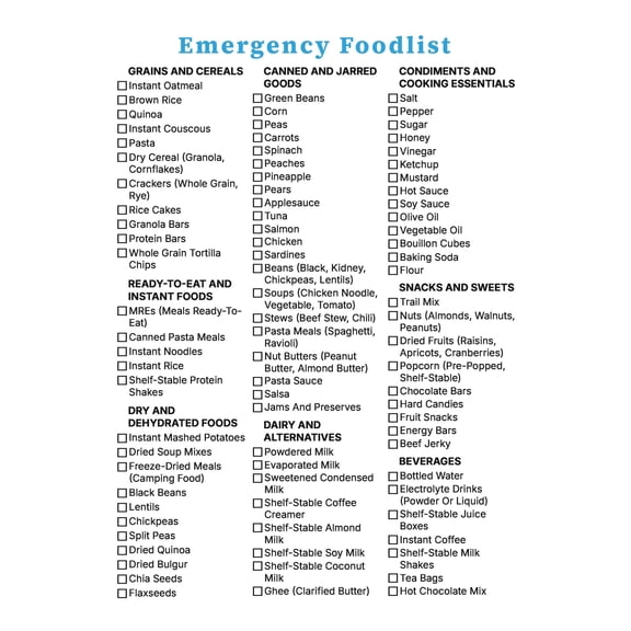 Emergency Food List poster Canvas Wall Art for Decor poster