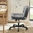 thumbnail image 4 of Miniyam Armless-Office Desk Chair with Wheels,PU Leather Cross Legged Wide Chair for Home Office,Gray, 4 of 6