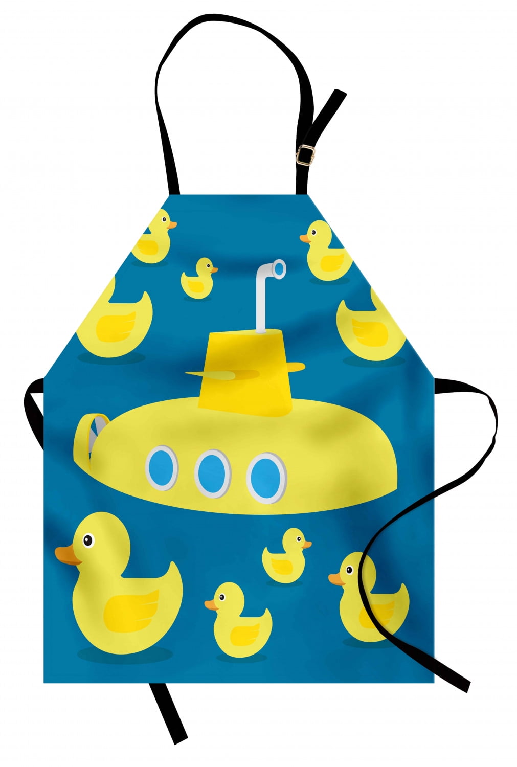 Rubber Duck Apron Duckies Swimming in the Sea with a Yellow Submarine