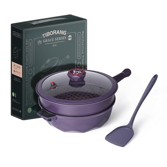 Tiborang 11" purple nonstick 5 quarts 8 in 1 multifunctional pan