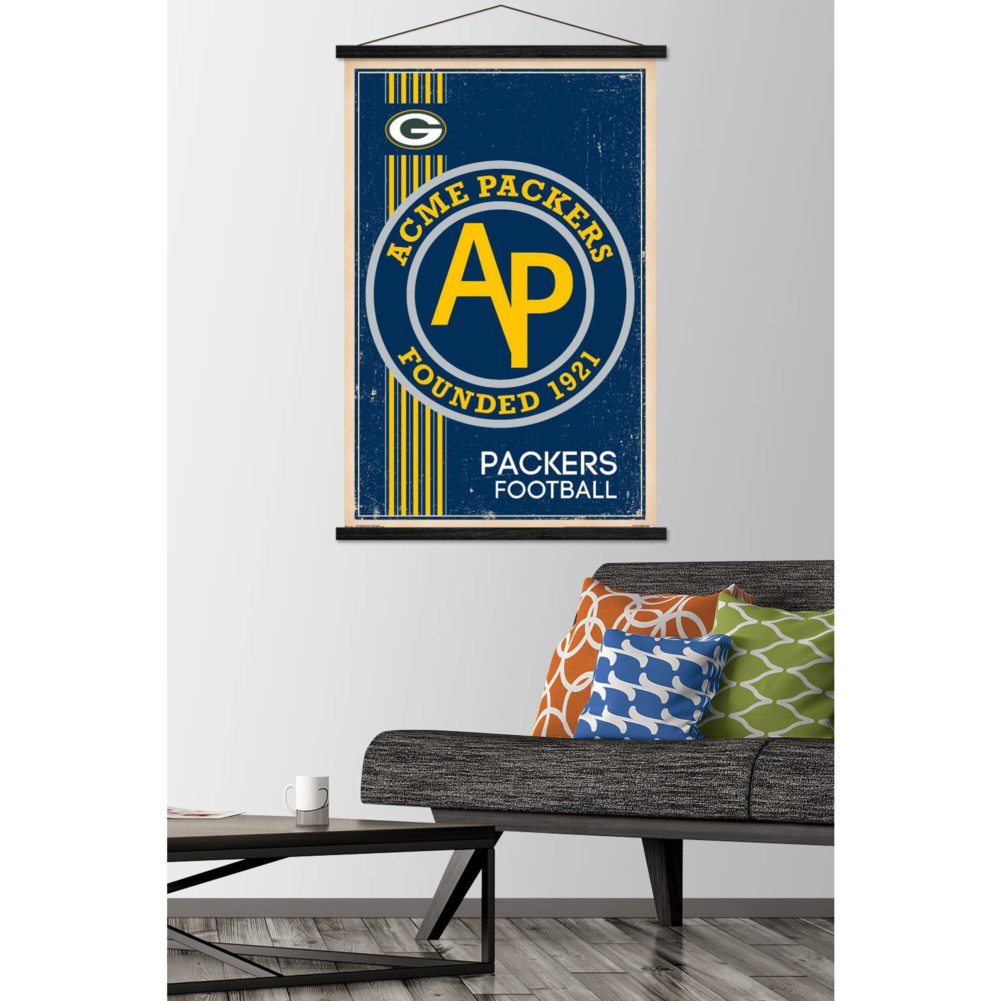 Green Bay Packers 22.4'' x 34'' Magnetic Framed Retro Logo Poster