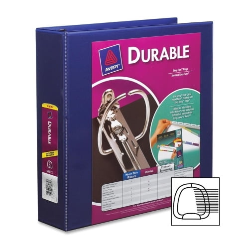 Avery Durable View Binder, 2 2' Binder Capacity - Letter - 8 1/2' x 11' Sheet Size - 500 Sheet Capacity - 3 x Slant D-Ring Fastener(s) - 2 Internal Pocket(s) - Vinyl - Blue - Recycled - Gap-free Rin
