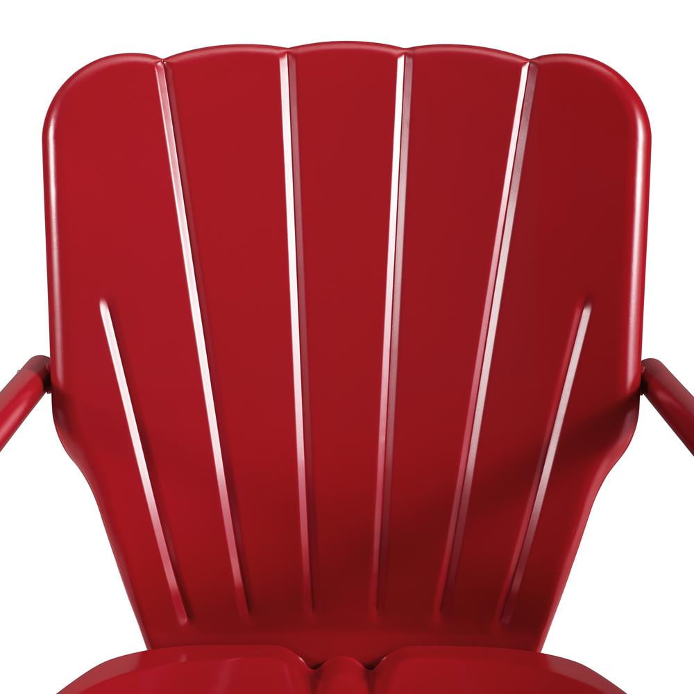 Crosley Furniture Ridgeland Metal Patio Chair in Bright Red Gloss (Set of 2)