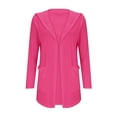 thumbnail image 2 of Solid Color Pocket Casual Long Sleeve Top Hooded Cardigan Jacket, Pink L, Size S-2XL, 2 of 6