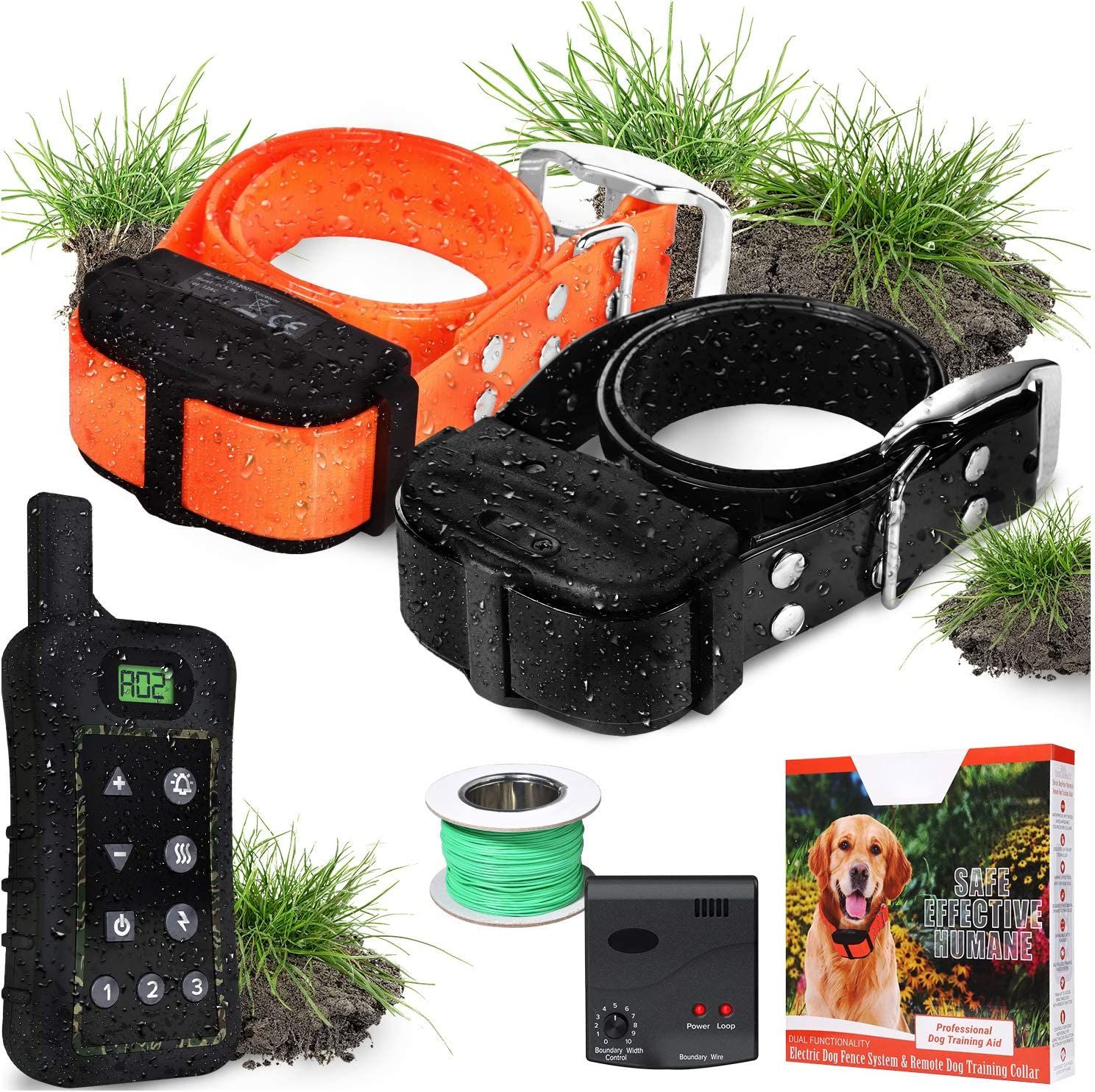 Wireless Dog Fence System Dog Fence Electric Shock Collar Training with Remote Pet