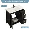 thumbnail image 2 of Modern Bathroom Vanity 35.5" Bathroom Vanity , Modern Bathroom Cabinet with Basin, Bathroom Storage Cabinet with Soft Closing Doors and 3 Drawers, Munich Black,Wooden Bathroom Vanity, 2 of 15