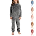 thumbnail image 6 of LIJCC Boys' Girls' Coral Fleece Clothes Set Sweatshirt Top and Pants Winter Warm Soft Fuzzy Homewear Sleepwear Tops(Grey,3-4 Years), 6 of 6