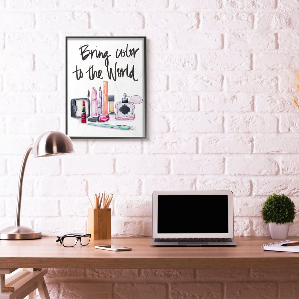Stupell Industries Color To The World Makeup Fashion Modern Watercolor Word Design Framed Giclee Texturized Art by Gina Ritter
