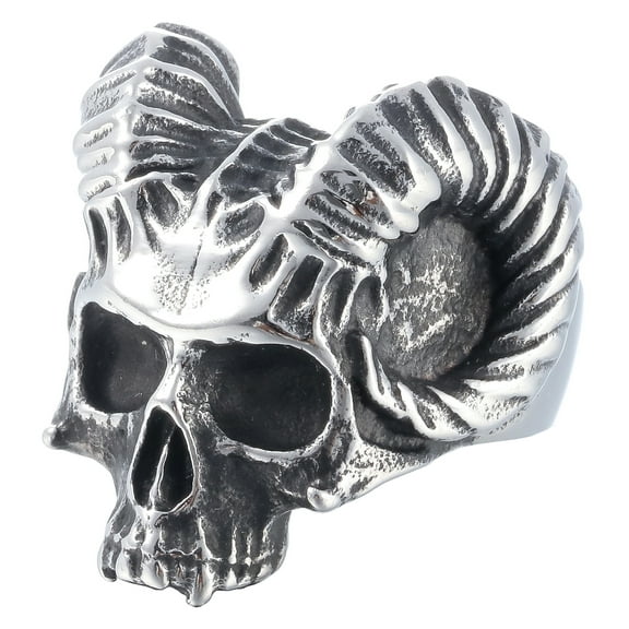 ZMY Home Skull Rings Stainless Steel Jewelry Chunky Demonic Horned Vampire Head Rings (10)