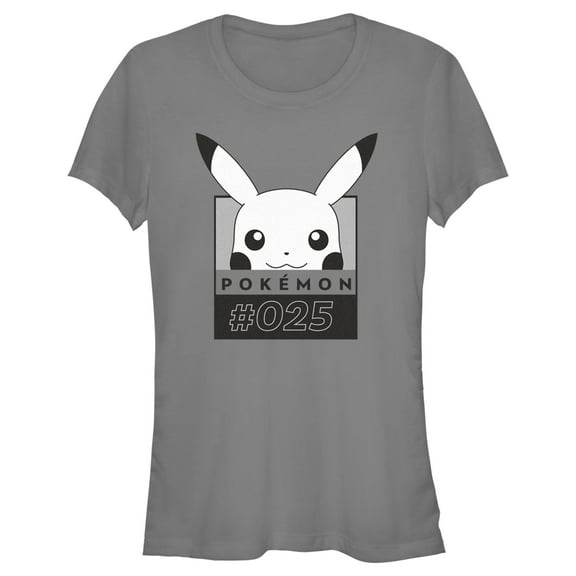 Junior's Pokemon Pikachu Black and White Graphic Tee Charcoal X Large