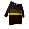 thumbnail image 2 of Off Shoulder Oversized L/XL Mardi Gras Black Purple Green Gold Womens Shirt, 2 of 2