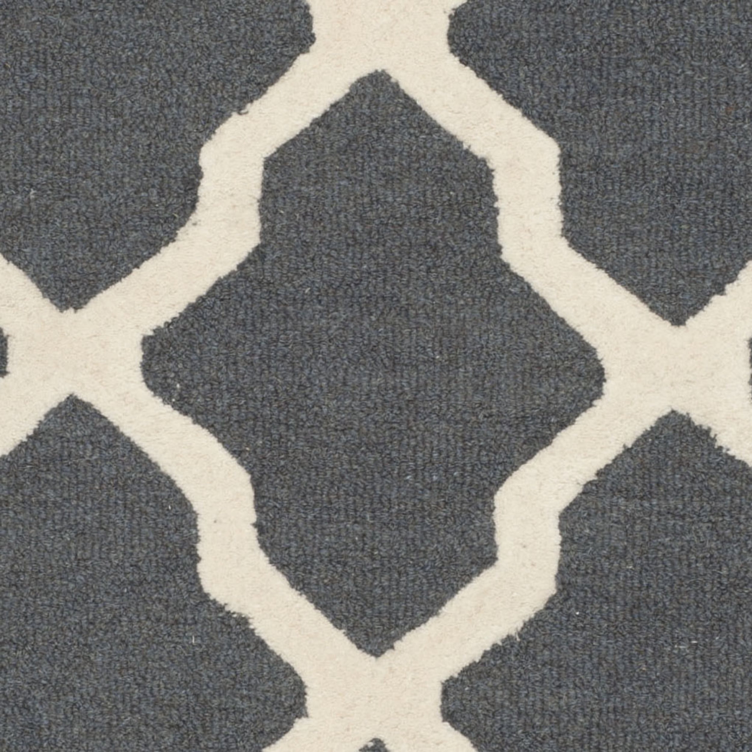 SAFAVIEH Cambridge Liam Geometric Wool Area Rug, Dark Grey/Ivory, 2'6" x 4'