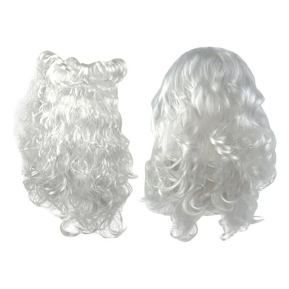 HLONK 1 Set beard wig Christmas Decors santa beard and hair masquerade party beard christmas prop santa claus costume for kids realistic santa beard clothing prom the pet elder white