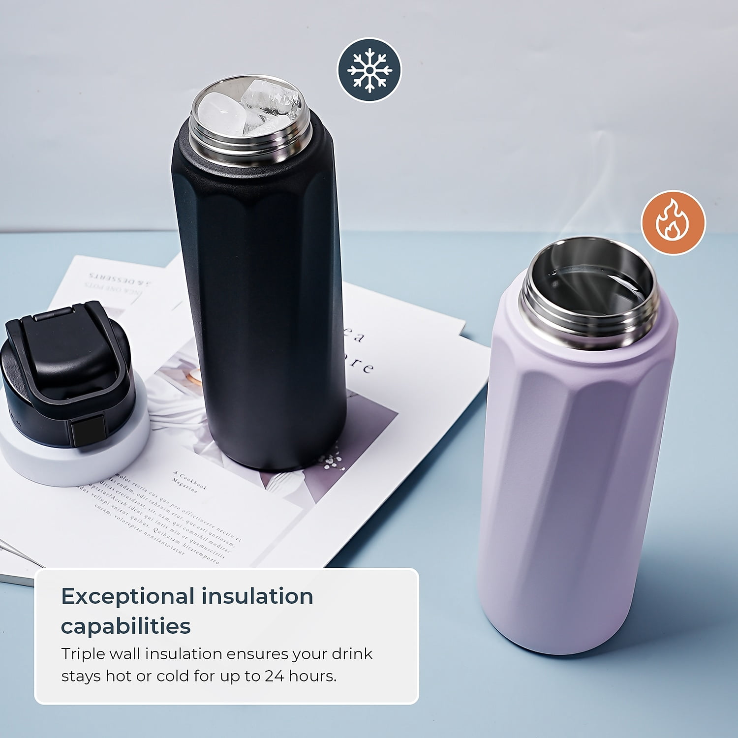 WaterH BOOST Stainless Steel Triple Wall Insulated Smart Water Bottle 32 oz. Purple (B003PR)